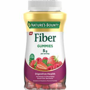 Nature's Bounty Fiber Gummies, 5g Prebiotic Strawberry & Raspberry - 90.0 ea