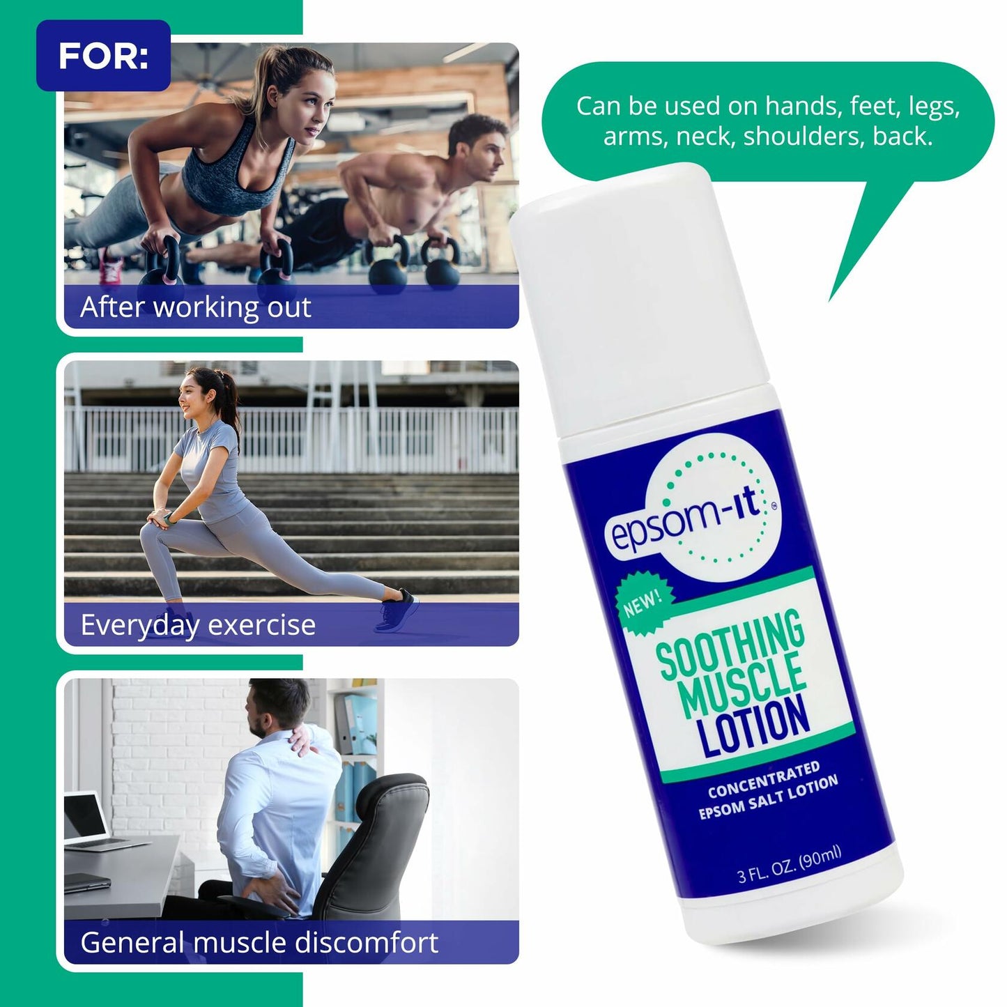 Epsom-It Soothing Muscle Lotion - Roll On Epsom Salt Lotion with Arnica for