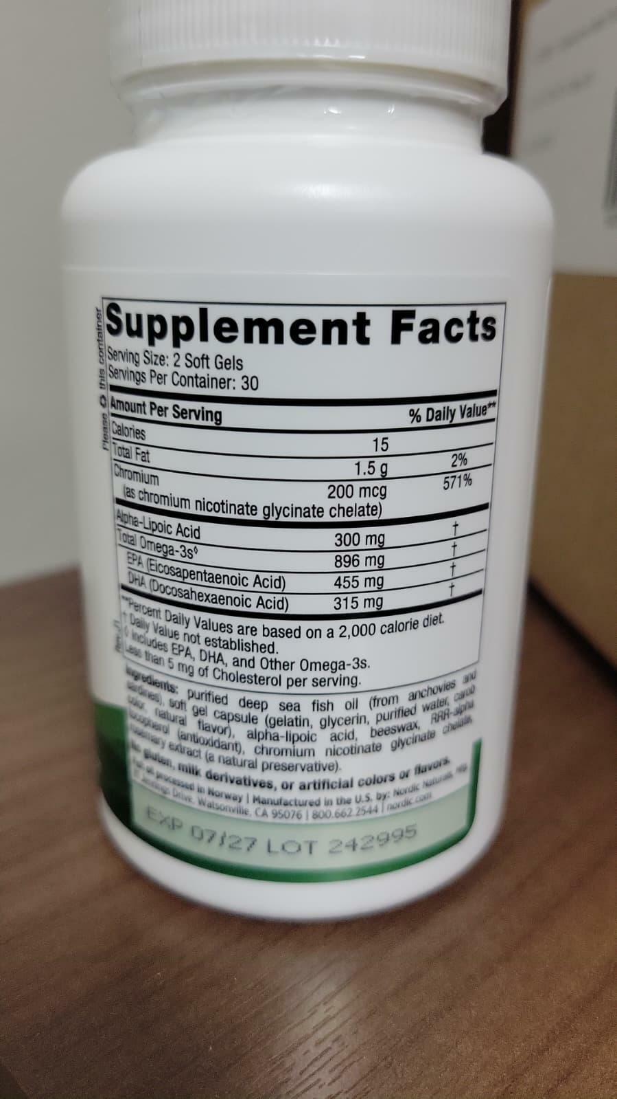 Nordic Naturals Omega Blood Sugar, Lemon - 60 Soft Gels - 896 mg Omega-3 +