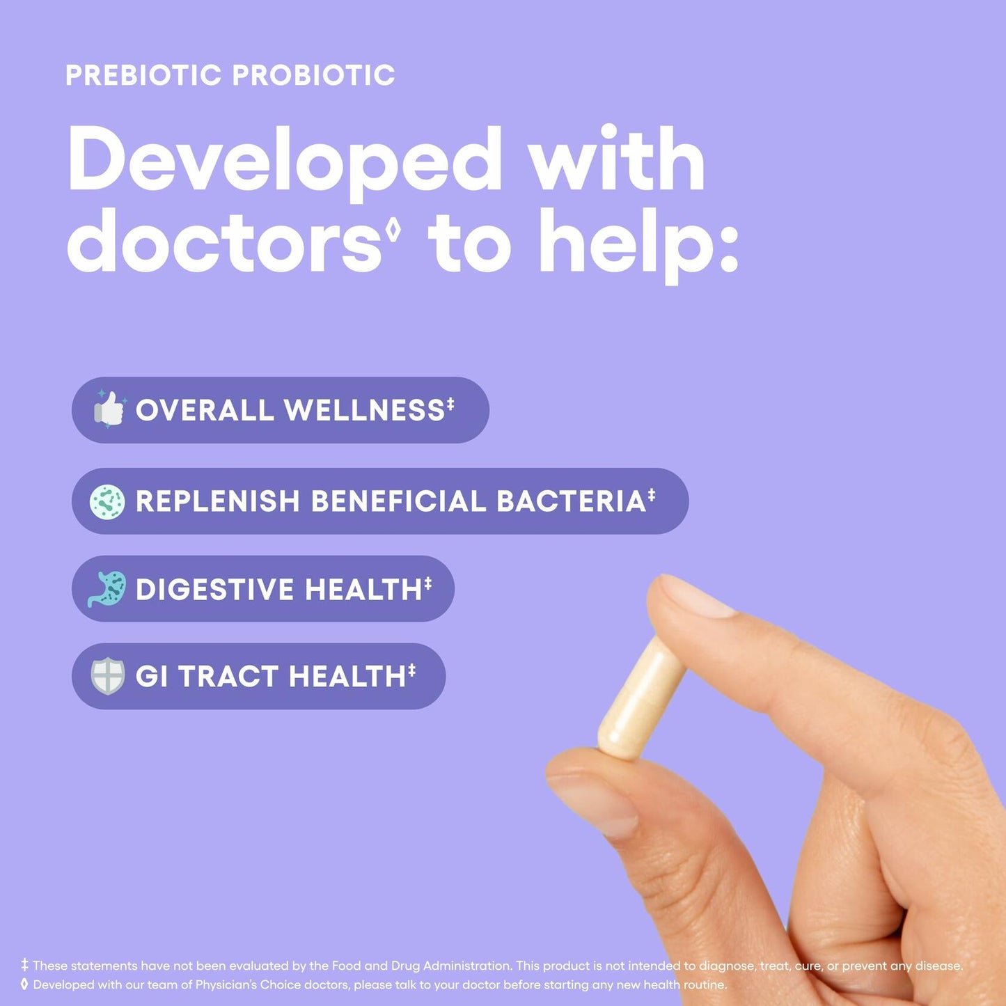 Physician's CHOICE Prebiotic-Probiotic - Multi-Strain Probiotics & Synergistic Prebiotics -Designed for Digestive Health, Supporting Gut Microbiome - Powerful PrePro for Gut Health - for Women & Men