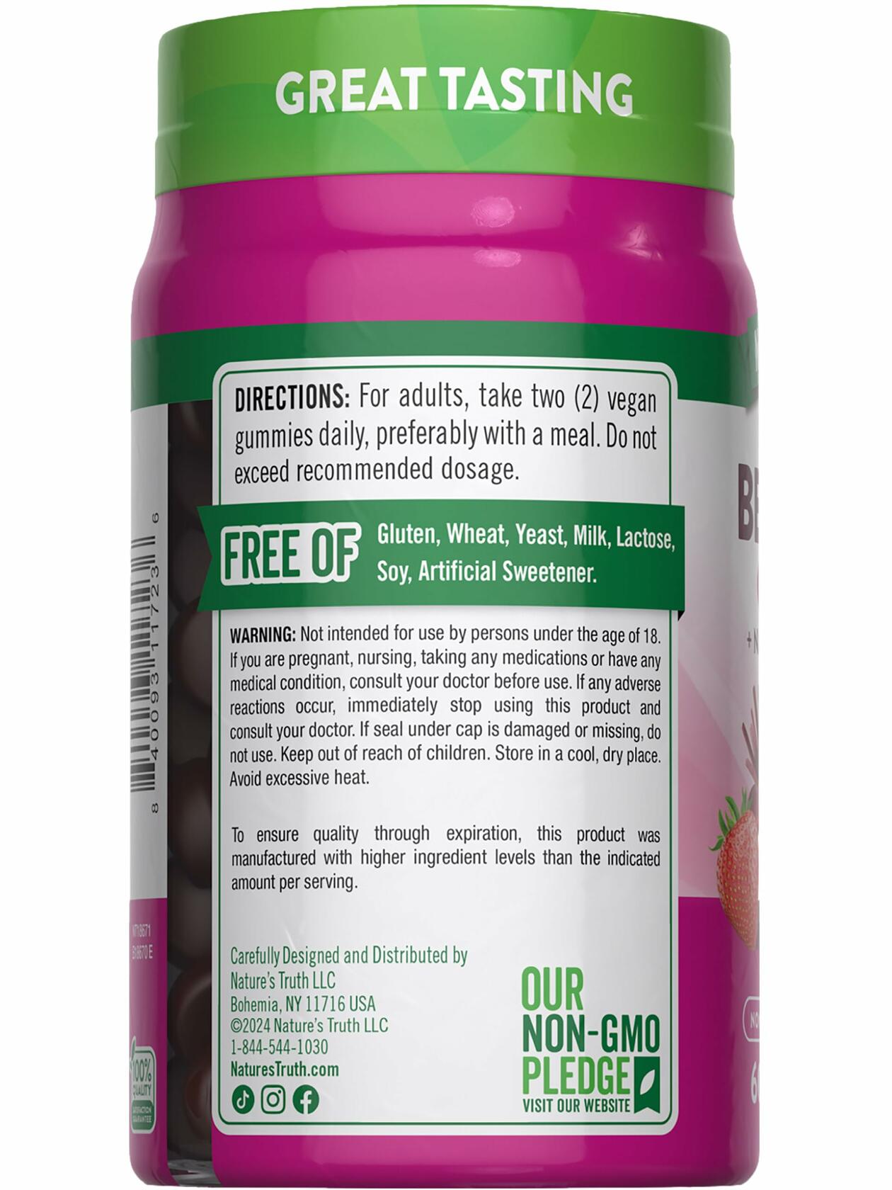 Nature's Truth Beet Root Gummies | 60 Count | Superfood | with Black Pepper | Strawberry Flavor | Vegan, Non-GMO & Gluten Free Supplement