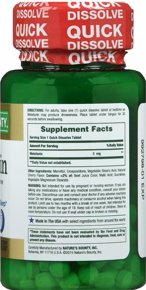 Nature's Bounty Melatonin 3 mg Tablets 240 Tablets (Pack of 1)