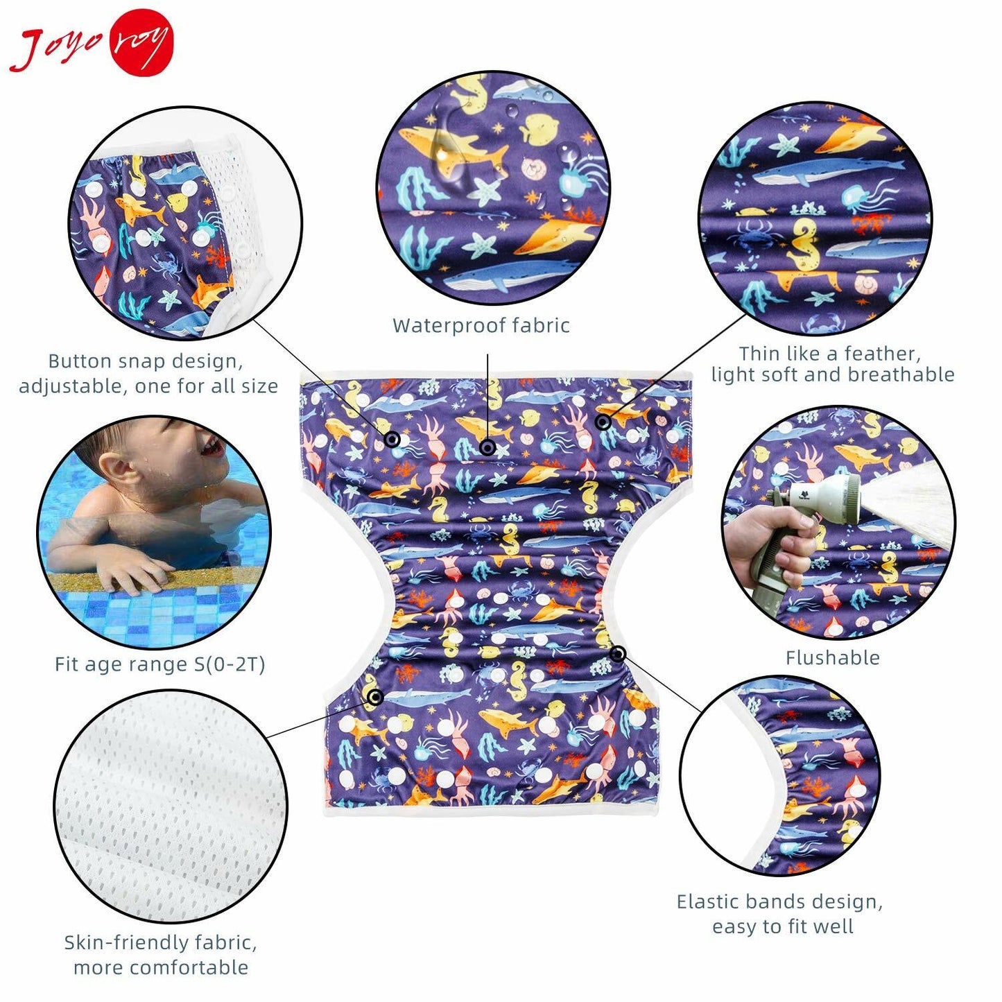Joyo roy Swim Diapers Infant Swim Diaper Reusable Swim Diapers Swimming Diapers Waterproof Diapers for Swimming Water Diaper Toddler Swim Diaper Swimmer Diapers Baby Swim Diaper Reusable Girls 0-2t