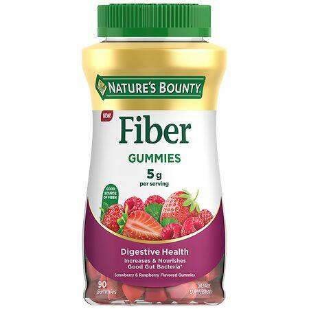 Nature's Bounty Fiber Gummies, 5g Prebiotic Strawberry & Raspberry - 90.0 ea