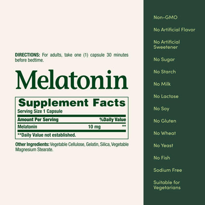Nature's Bounty Melatonin, Promotes Relaxation and Sleep Health, 10mg, Capsules,
