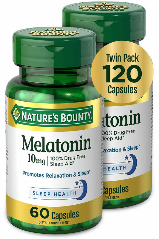 Nature's Bounty Melatonin, Promotes Relaxation and Sleep Health, 10mg, Capsules,