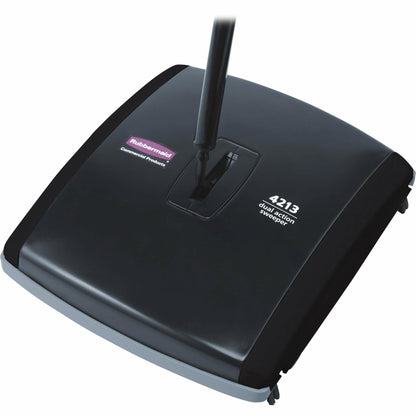 Rubbermaid Commercial Products Executive Series 7.5" Dual-Action Bristle Mechanical Sweeper, Cordless, Black, Collects Dust, Dirt, and Debris from Hard Floors and Carpet