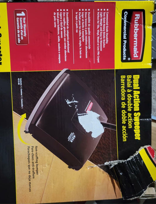 Rubbermaid Commercial Products Executive Series 7.5" Dual-Action Bristle Mechanical Sweeper, Cordless, Black, Collects Dust, Dirt, and Debris from Hard Floors and Carpet