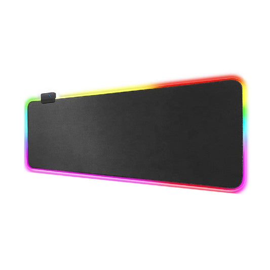 TALK WORKS Extra Large RGB Gaming Mousepad - Non-Slip Rubber Base, Micro-Textured Durable Cloth, 7 Colors, 14 Lighting Modes, On/Off Light Switch, USB Device Interface - 12 x 31.5 Inches, Black