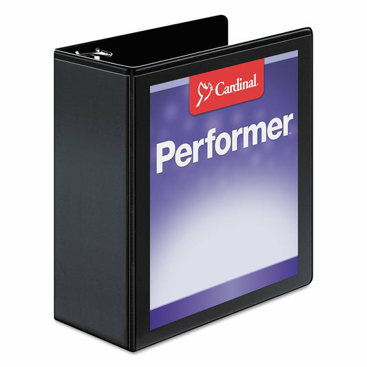 Cardinal Performer 3-Ring Binder, 4", Non-Locking Slant-D Rings, 835-Sheet Capacity, ClearVue Presentation Binder, Nonstick, PVC-Free, Black (17811CB)