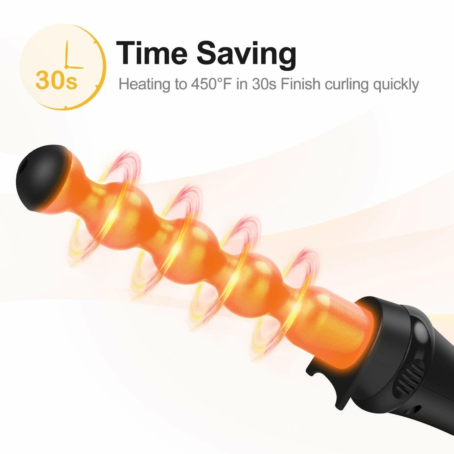 Prizm 5 in 1 Clampless Interchange Curling Iron Wand Set, LED Display, 11 Temp Settings, 0.6 to 1.25 Inch Tourmaline Ceramic Barrels, Hair Curler for Wavy/Bang/Ringlet/Spiral with Heat Resistant Glove